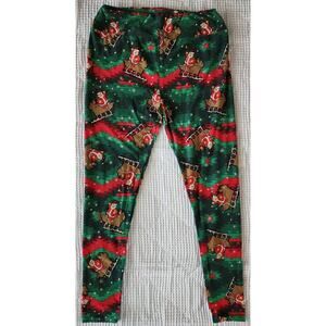 LuLaRoe Leggings TC ~ Tall & Curvy/ Santa in Sleigh with Aztec Design Size 12-18